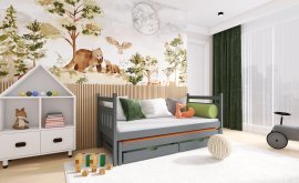 Kinderbett mit zusätzlichem Bett Daniel - 80x160 cm - Graphit