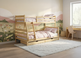 Bett na kat Fami - 90x200/120x200 cm - Kiefer