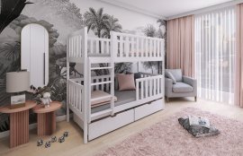 Bett na kat Michalina - 90x190 cm - Weiß