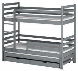 Bett mit zusätzlichem Bett Luk - 90x190 cm - Grau