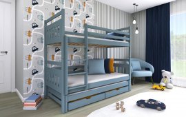 Bett Seweryn mit Zusatzbett - 90x200 cm - Grau