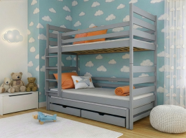 Bett mit Zusatzbett Tomi - 90x190 cm - Grau