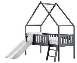 Kinderbett Haus mit Rutsche Angel - 80x180 cm - Graphit