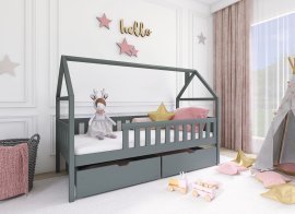 Kinderbett Haus Domi - 80x180 cm - Graphit