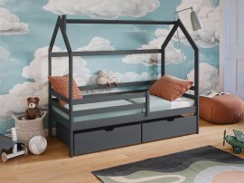 Kinderbett Haus Lila - 80x160 cm - Graphit