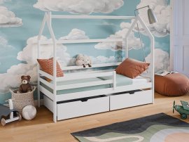 Kinderbett Haus Lila - 80x200 cm - weiß