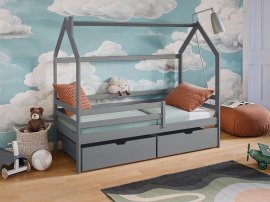 Kinderbett Haus Lila - 90x200 cm - grau