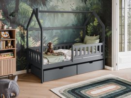 Kinderbett Haus Natan - 90x200 cm - Graphit