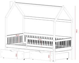 Lano - Kinderbett Haus Oskar - 80x160 cm - graphit