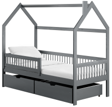 Lano - Kinderbett Haus Oskar - 80x160 cm - graphit
