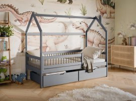 Kinderbett Haus Oskar - 80x180 cm - grau