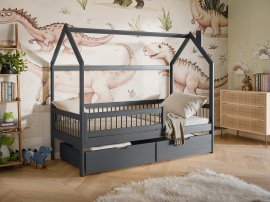 Kinderbett Haus Oskar - 90x190 cm - Graphit