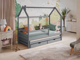 Kinderbett mit Zusatzbett Disney - 80x160 cm - grau
