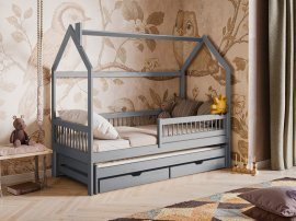 Kinderbett mit Zusatzbett Papi - 90x200 cm - grau