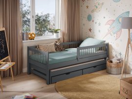 Kinderbett mit Zusatzbett Softi - 80x160 cm - Graphit