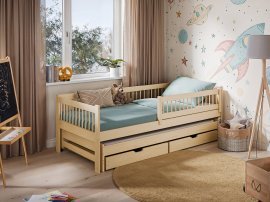 Kinderbett mit Zusatzbett Softi - 80x180 cm - Kiefer