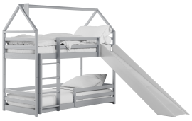 Etagenbett mit Rutsche Play - 90x190 cm - grau