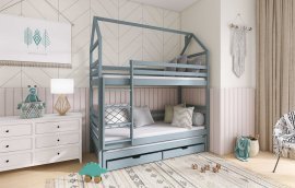 Etagenbett mit Zusatzbett Dalia - 80x200 cm - grau