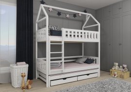 Etagenbett mit Zusatzbett Iga - 80x160 cm - weiß