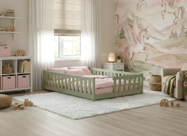 Kinderbett Ivy – 120x200 cm – Oliv