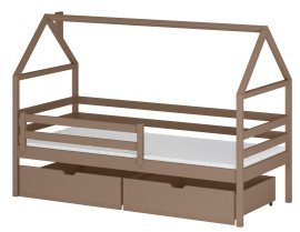 Kinderbett Haus Aron – 80x200 cm – Milchschokolade