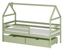 Kinderbett Haus Aron – 80x200 cm – Oliv