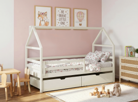 Kinderbett Haus Aron – 90x190 cm – Creme