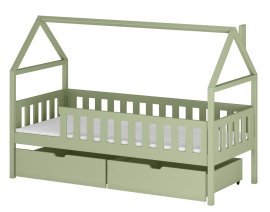 Kinderbett Häuschen Domi – 80x200 cm – Oliv