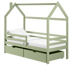 Kinderbett Haus Lila – 80x200 cm – Oliv