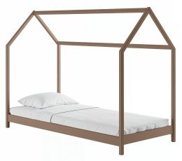 Kinderbett Hausbett Lucky – 80x160 cm – Milchschokoladenbraun