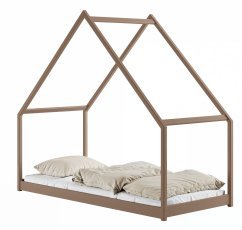 Kinderbett Haus Moris – 80x180 cm – Milchschokoladenbraun
