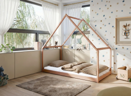 Kinderbett Haus Moris – 90x200 cm – Zimt