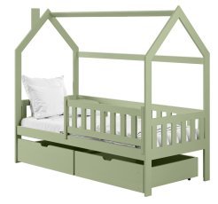 Kinderbett Häuschen Natan – 80x180 cm – Oliv