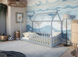 Kinderbett Haus Noan – 90x200 cm – grau