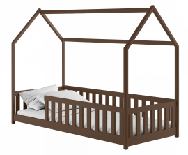 Kinderbett Häuschen Noan – 90x200 cm – dunkel schokoladenbraun