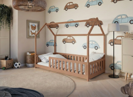 Kinderbett Haus Noan – 90x200 cm – Zimt