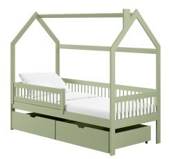 Kinderbett Haus Oskar – 90x200 cm – Oliv
