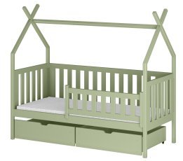 Kinderbett Hausform Simba – 90x190 cm – Oliv