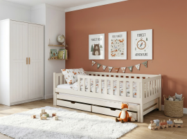 Kinderbett mit Zusatzbett Cola – 90x190 cm – Creme