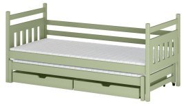 Kinderbett mit Zusatzbett Daniel – 90x200 cm – Olivgrün