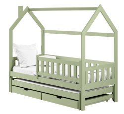 Kinderbett mit Zusatzbett Monkey – 80x160 cm – olivgrün