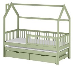 Kinderbett mit Zusatzbett Papi – 90x200 cm – Oliv