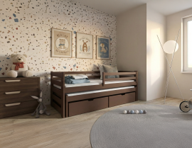 Kinderbett mit Zusatzbett Senso – 90x190 cm – Dunkelschokoladenfarben