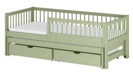 Kinderbett mit Zusatzliege Softi – 90x190 cm – Oliv