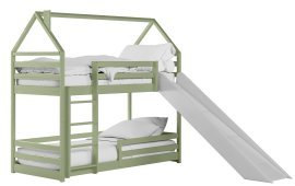 Hochbett mit Rutsche Play – 90x200 cm – Oliv