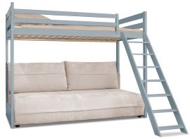 Etagenbett mit Schlafsofa Savio – 90x200/140x200 cm – grau