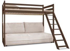Etagenbett mit Sofa Savio – 90x200/140x200 cm – dunkel schokoladenbraun