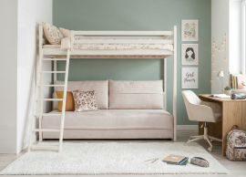 Etagenbett mit Schlafsofa Savio – 90x200/140x200 cm – Creme