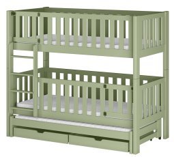Etagenbett mit Zusatzbett Agatha – 80x180 cm – Oliv