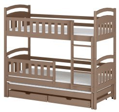 Etagenbett mit Zusatzbett Blanka – 80x200 cm – Milchschokoladenfarben